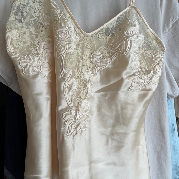 Vintage Silky Satin Lace Embellished Appliqué Net Lace Camisole S / M - Picture 2 of 7